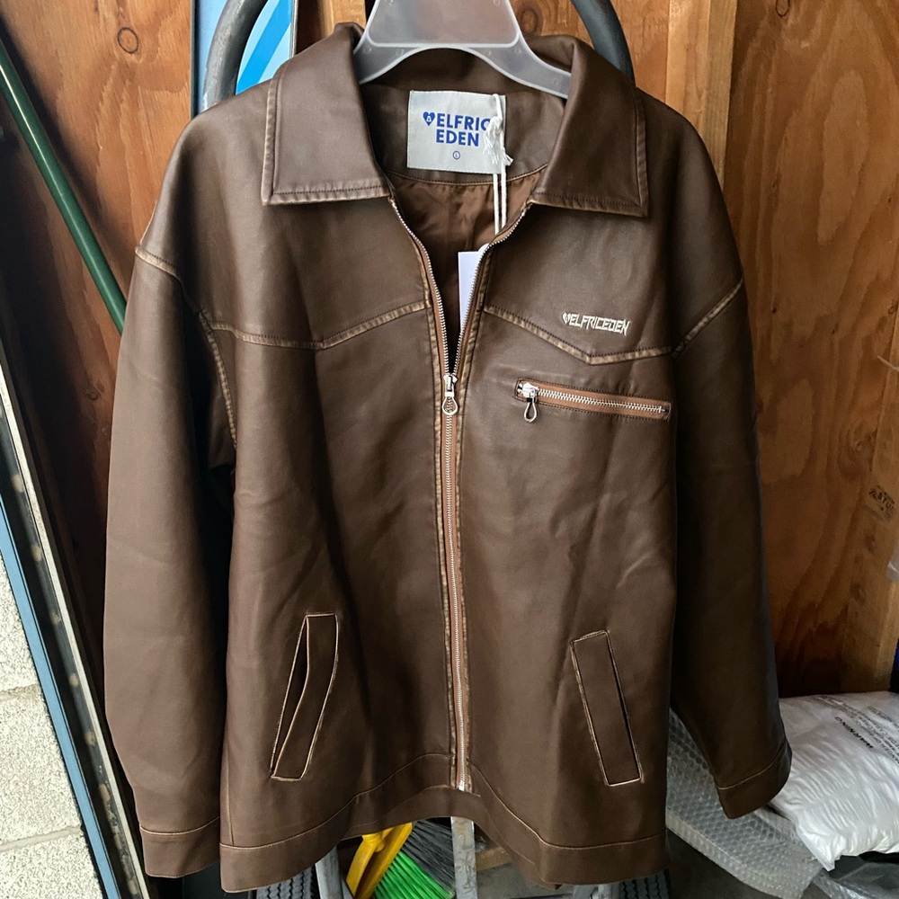 Aelfric Eden men’s washed faux leather jacket